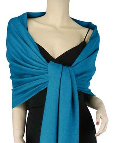 Silk Mix Pashmina, 70 Percent Pashmina, 30 Percent Silk, Old Style, Moroccan Blue