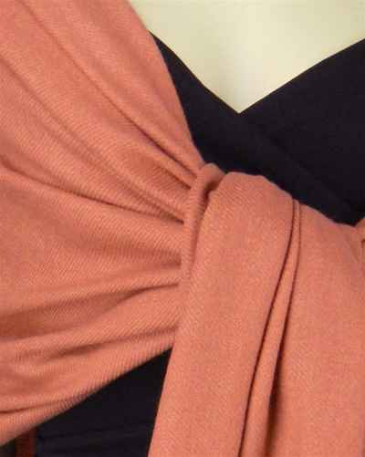 Silk Mix Pashmina, 70 Percent Pashmina, 30 Percent Silk, Old Style, Persimmon