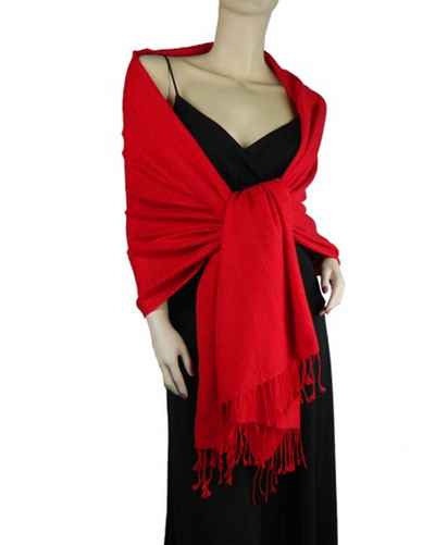 Silk Mix Pashmina, 70 Percent Pashmina, 30 Percent Silk, Old Style, Red 2