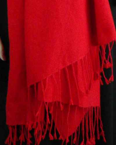 Silk Mix Pashmina, 70 Percent Pashmina, 30 Percent Silk, Old Style, Red 2