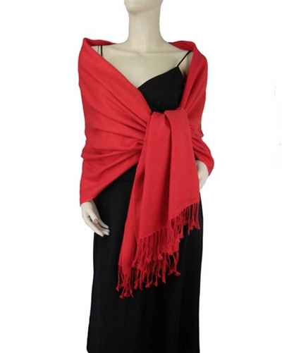 Silk Mix Pashmina, 70 Percent Pashmina, 30 Percent Silk, Old Style, Red