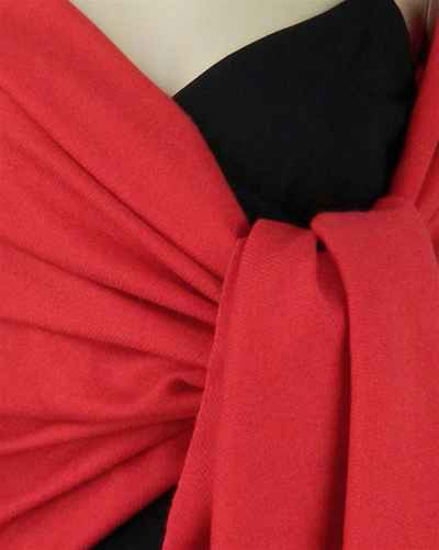 Silk Mix Pashmina, 70 Percent Pashmina, 30 Percent Silk, Old Style, Red