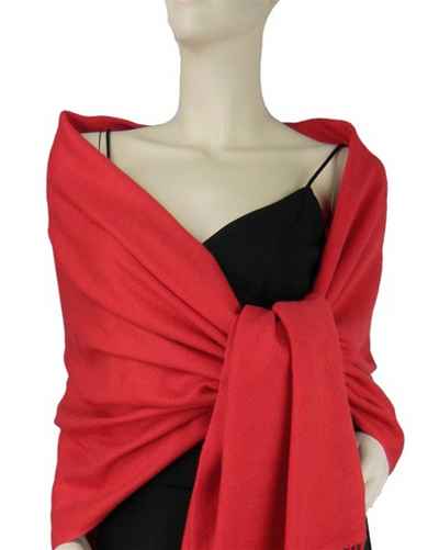Silk Mix Pashmina, 70 Percent Pashmina, 30 Percent Silk, Old Style, Red