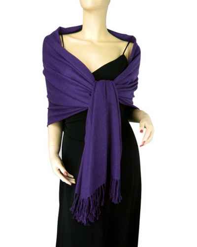 Silk Mix Pashmina, 70 Percent Pashmina, 30 Percent Silk, Old Style, Royal Purple