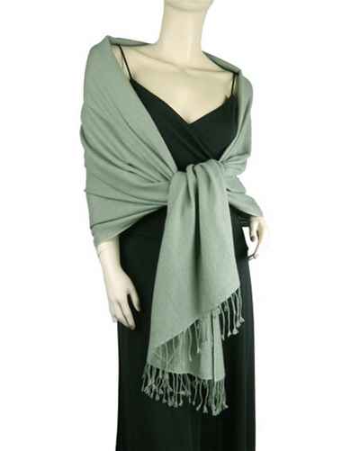 Silk Mix Pashmina, 70 Percent Pashmina, 30 Percent Silk, Old Style, Sage Green 2 2