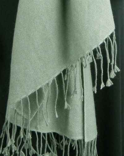 Silk Mix Pashmina, 70 Percent Pashmina, 30 Percent Silk, Old Style, Sage Green 2 2