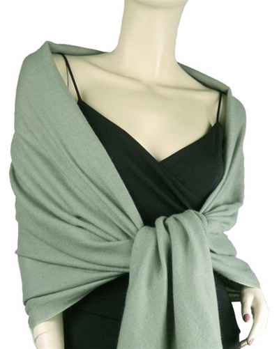 Silk Mix Pashmina, 70 Percent Pashmina, 30 Percent Silk, Old Style, Sage Green 2 2