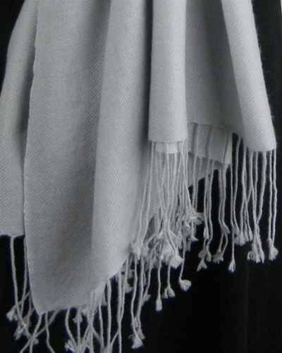Silk Mix Pashmina, 70 Percent Pashmina, 30 Percent Silk, Old Style, Silver Grey 2 2