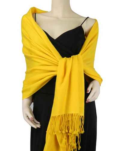 Silk Mix Pashmina, 70 Percent Pashmina, 30 Percent Silk, Old Style, Yellow 3 Ply 2