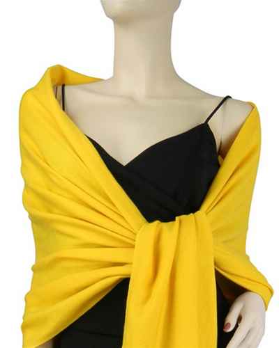 Silk Mix Pashmina, 70 Percent Pashmina, 30 Percent Silk, Old Style, Yellow 3 Ply 2