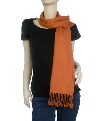 Pashmina Muffler, Nepali Pashmina Scraf, Four-ply Wool, Burnt Orange