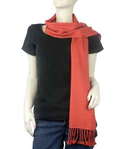 Pashmina Muffler, Nepali Pashmina Scraf, Four-ply Wool, Fire Brick