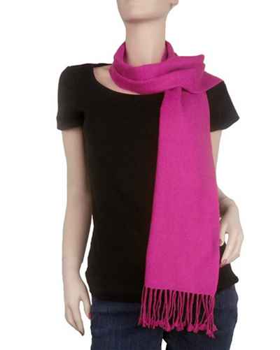 Pashmina Muffler, Nepali Pashmina Scraf, Four-ply Wool, Hot Pink