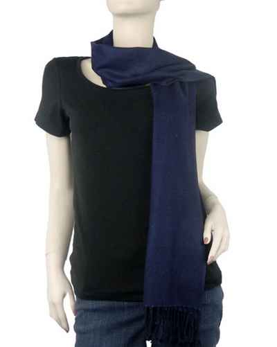 Pashmina Muffler, Nepali Pashmina Scraf, Four-ply Wool, Midnight Blue