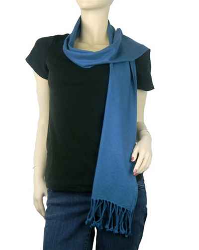 Pashmina Muffler, Nepali Pashmina Scraf, Four-ply Wool, Moroccan Blue