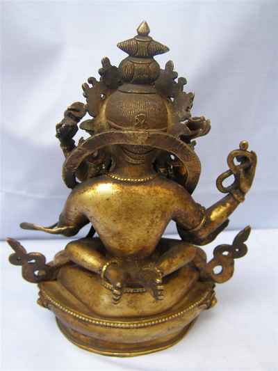 Avalokiteshvara, Chenrezig Statue, [full Gold Plated], [antique Finishing], [old Post], [remakable]