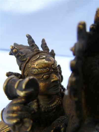 Avalokiteshvara, Chenrezig Statue, [full Gold Plated], [antique Finishing], [old Post], [remakable]