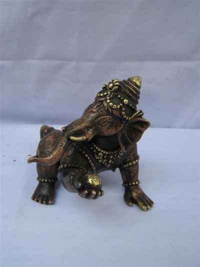 Exquisite And Rare Nepali Brass Ganesh Statue, [old Post], [remakable]