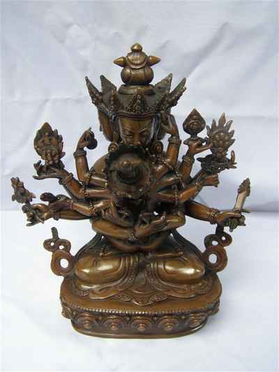 Copper Statue Of Guhyasamaja [chocolate Oxidation], [old Post]