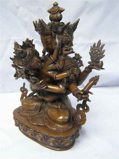 Copper Statue Of Guhyasamaja [chocolate Oxidation], [old Post]
