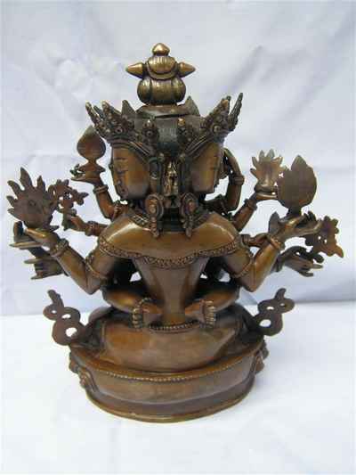 Copper Statue Of Guhyasamaja [chocolate Oxidation], [old Post]