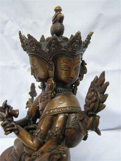 Copper Statue Of Guhyasamaja [chocolate Oxidation], [old Post]