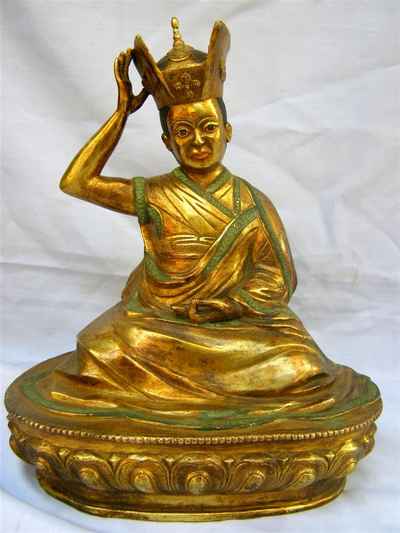 Karmapa Statue, [full Gold Plated], [antique Finishing], [old Post], [remakable]