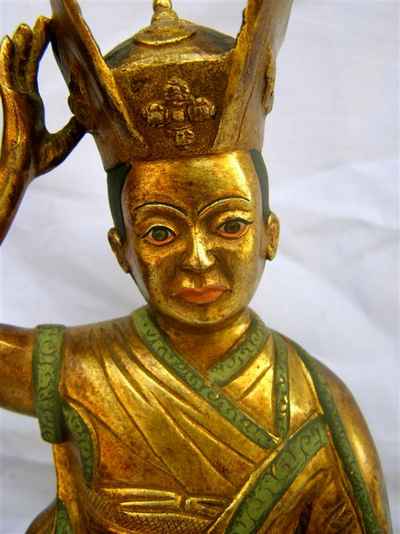 Karmapa Statue, [full Gold Plated], [antique Finishing], [old Post], [remakable]