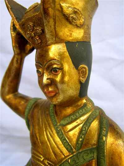 Karmapa Statue, [full Gold Plated], [antique Finishing], [old Post], [remakable]