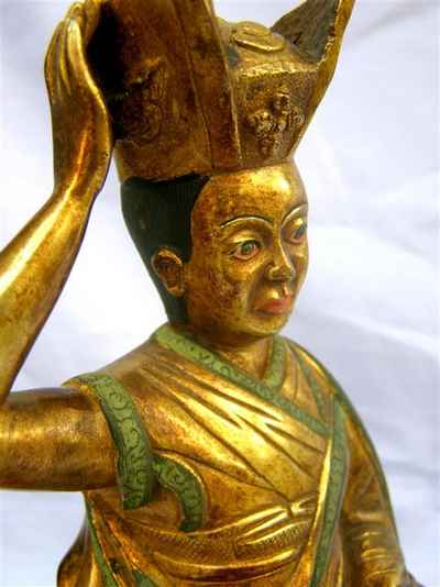 Karmapa Statue, [full Gold Plated], [antique Finishing], [old Post], [remakable]