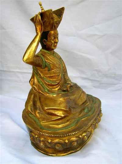 Karmapa Statue, [full Gold Plated], [antique Finishing], [old Post], [remakable]