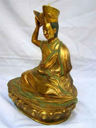 Karmapa Statue, [full Gold Plated], [antique Finishing], [old Post], [remakable]