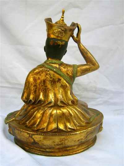 Karmapa Statue, [full Gold Plated], [antique Finishing], [old Post], [remakable]