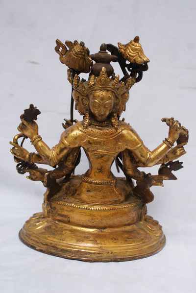 Dhoja Devi Sitatapatra - Umbrella Goddess - Dugar, Statue, [full Gold Plated], [antique Finishing], [sold]