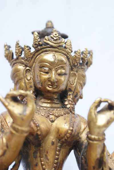 Dhoja Devi Sitatapatra - Umbrella Goddess - Dugar, Statue, [full Gold Plated], [antique Finishing], [sold]