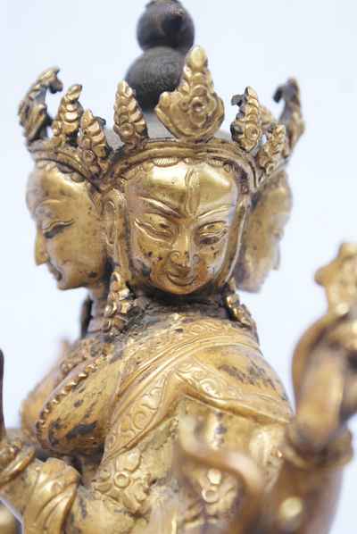 Dhoja Devi Sitatapatra - Umbrella Goddess - Dugar, Statue, [full Gold Plated], [antique Finishing], [sold]