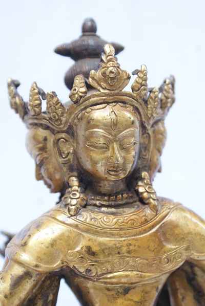 Dhoja Devi Sitatapatra - Umbrella Goddess - Dugar, Statue, [full Gold Plated], [antique Finishing], [sold]