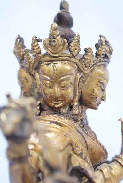 Dhoja Devi Sitatapatra - Umbrella Goddess - Dugar, Statue, [full Gold Plated], [antique Finishing], [sold]