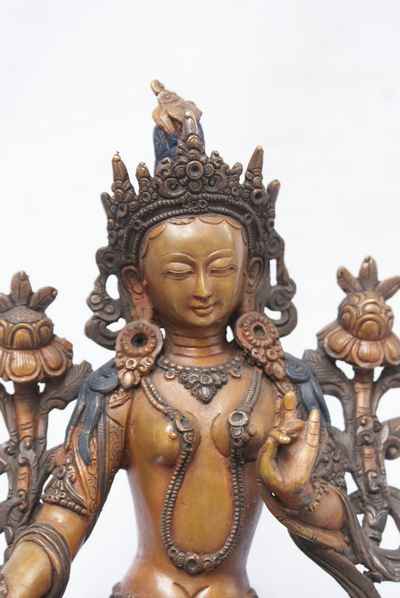 White Tara Statue, [double Color Oxidize], [old Post], [remakable]