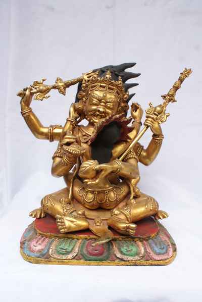 Mahakala - Four Arm [full Gold Plated], [old Post], [remakable]