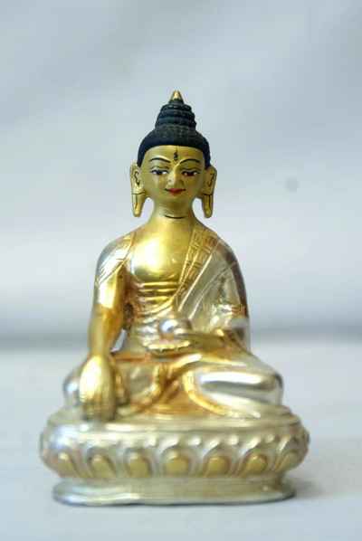 Shakyamuni Buddha Statue, [partly Gold Plated], [painted Face]