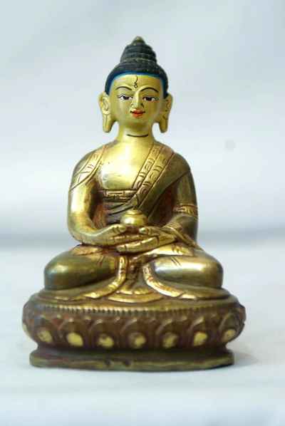 Amitabha Buddha Statue, [partly Gold Plated], [painted Face]