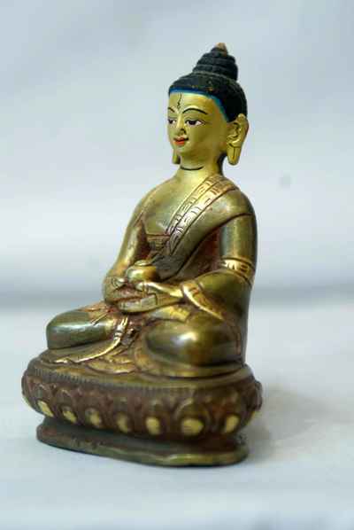 Amitabha Buddha Statue, [partly Gold Plated], [painted Face]