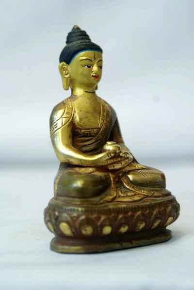 Amitabha Buddha Statue, [partly Gold Plated], [painted Face]