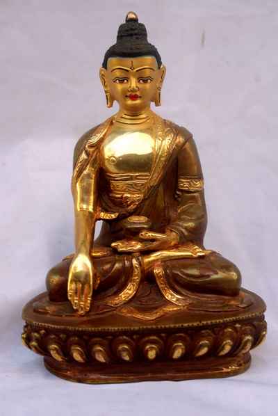 [best Price], Shakyamuni Buddha Statue, [partly Gold Plated], [painted Face], For A Gift, Altars And Buddhist Ritual
