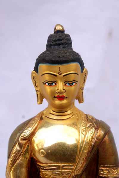 [best Price], Shakyamuni Buddha Statue, [partly Gold Plated], [painted Face], For A Gift, Altars And Buddhist Ritual