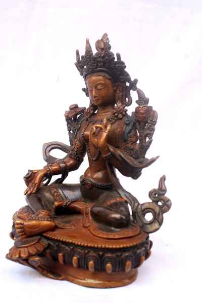 Green Tara Statue, [double Color Oxidize], [old Post], [remakable]