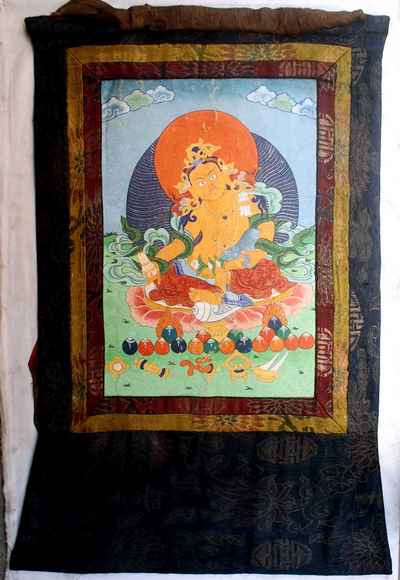 Yellow Jambhala Thangka, [on Brocade], [sold]