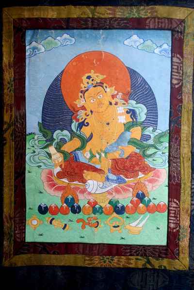 Yellow Jambhala Thangka, [on Brocade], [sold]