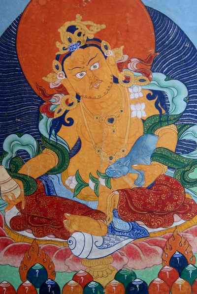 Yellow Jambhala Thangka, [on Brocade], [sold]